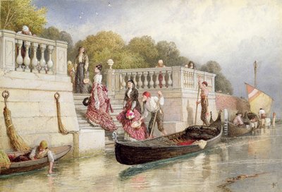 Aussteigen aus der Gondel, Venedig von Myles Birket Foster